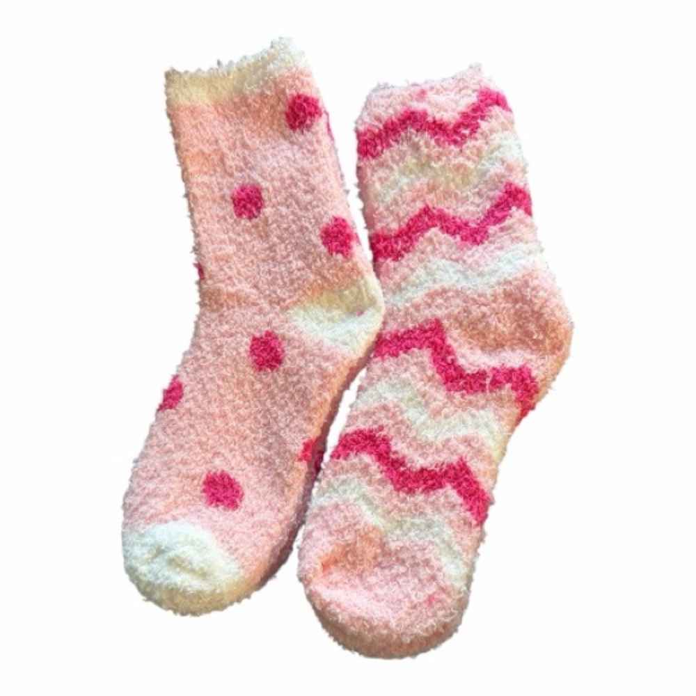 Cozy Pink and Cream Fuzzy Socks
